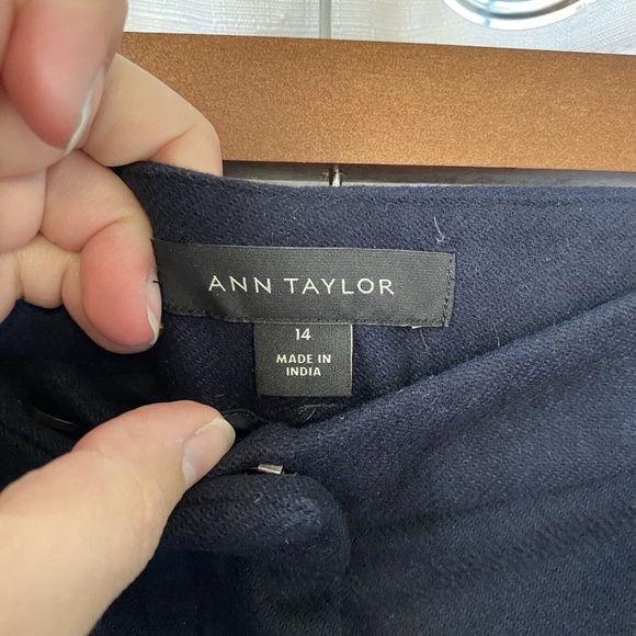 Ann Taylor Dress Pants Womens 14 Blue Wool Blend Wide Leg Trouser - Picture 7 of 14